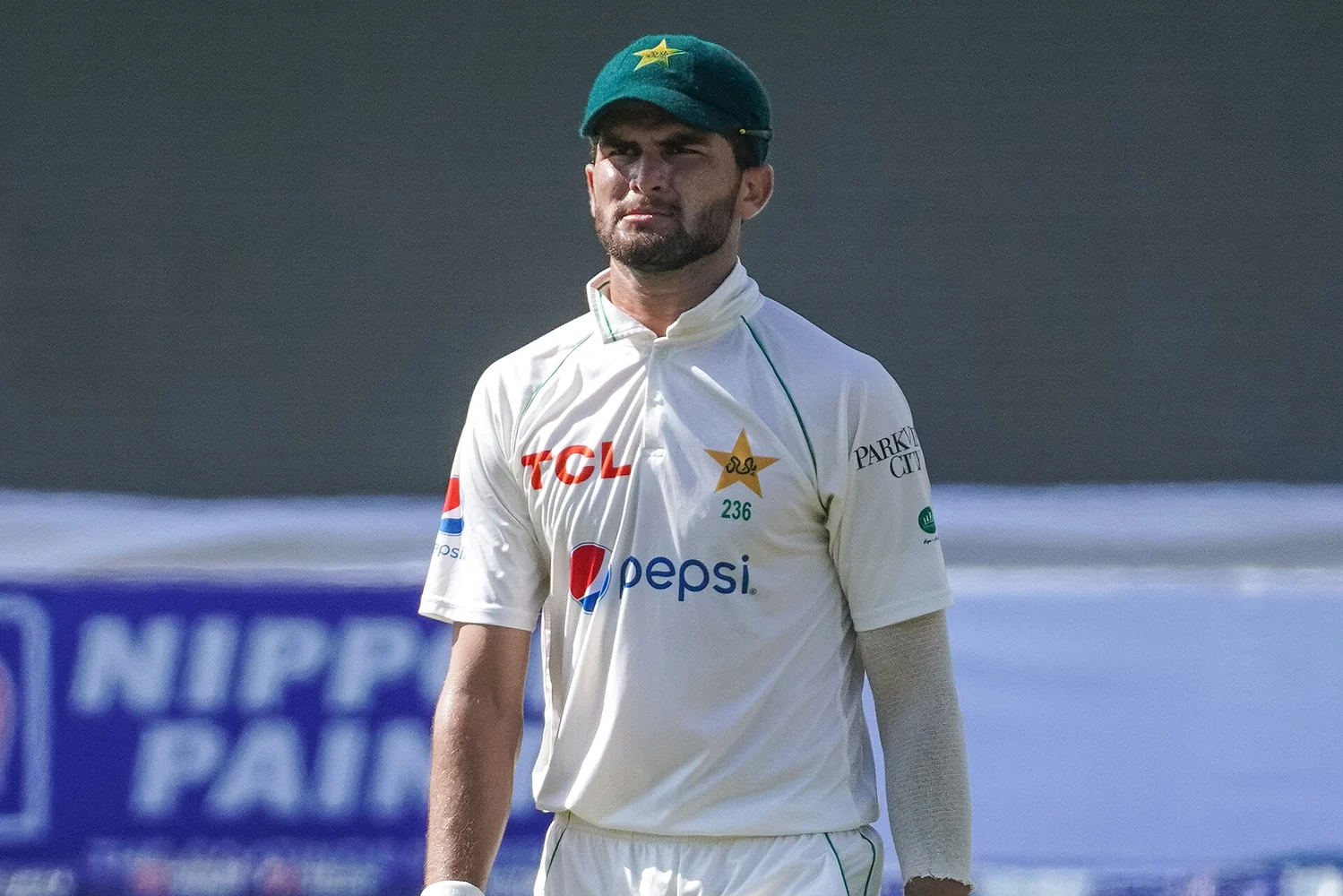 Shaheen Shah Afridi in the field during Pakistan’s Test against Sri Lanka in Colombo in July 2023.