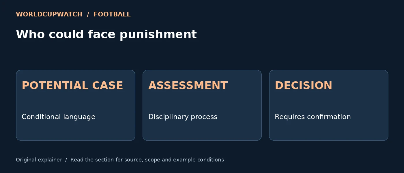 Who could face punishment — POTENTIAL CASE: Conditional language; ASSESSMENT: Disciplinary process; DECISION: Requires confirmation