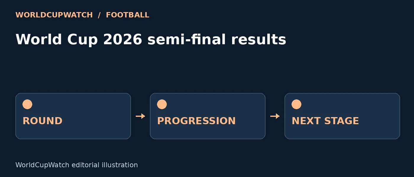 Diagram for World Cup 2026 semi-final results, showing round, progression and next stage.